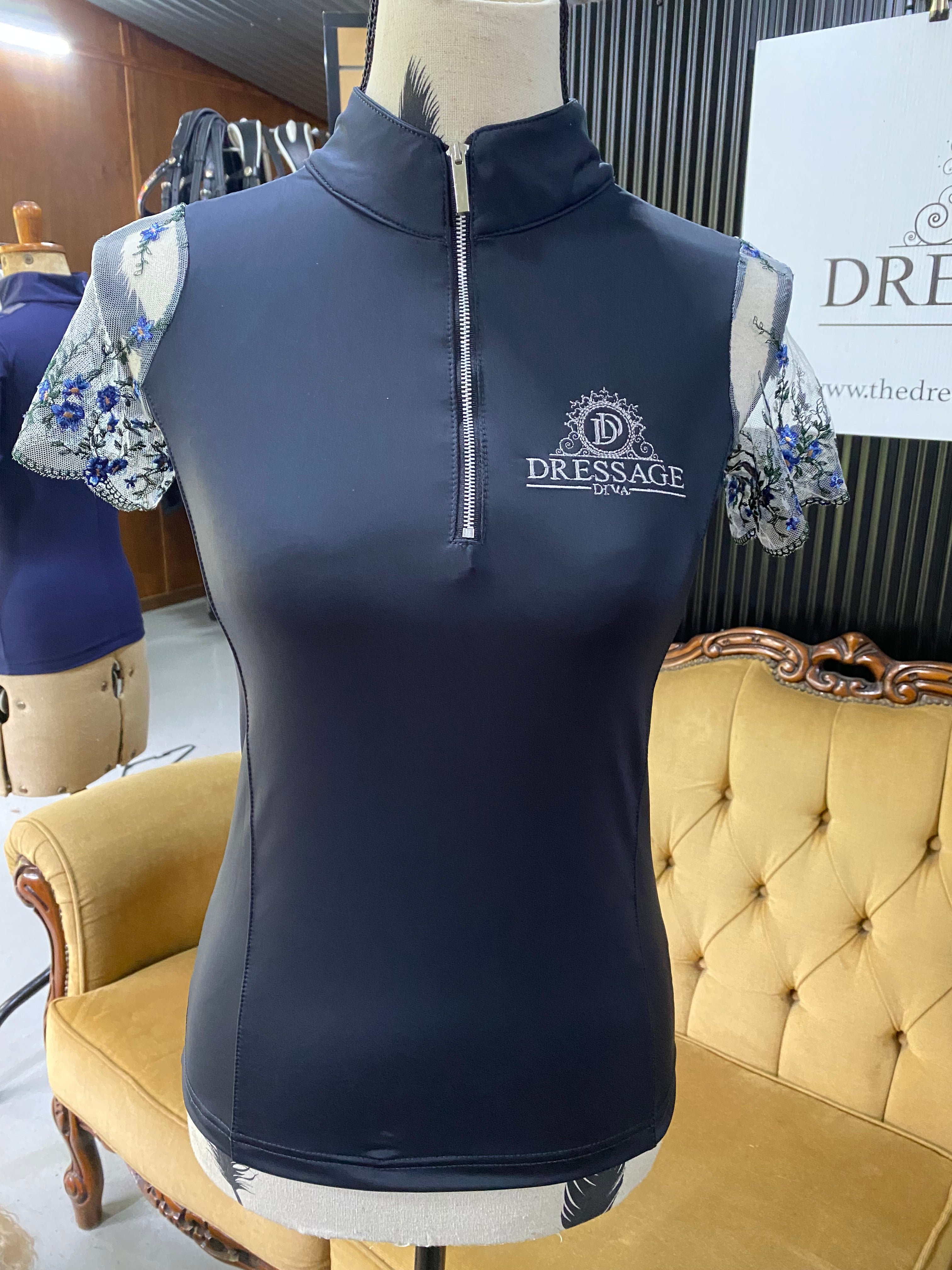 Dark Grey Lace Sleeve Shirt | THE MICHELLE